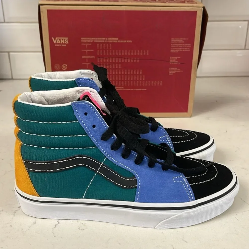 Vans Sk8-Hi Black, Teal, and Blue High-Top Sneakers Unisex Women’s 6.5 Worn Once
